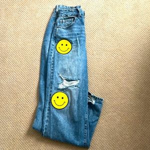 Forever 21 smiley face jeans